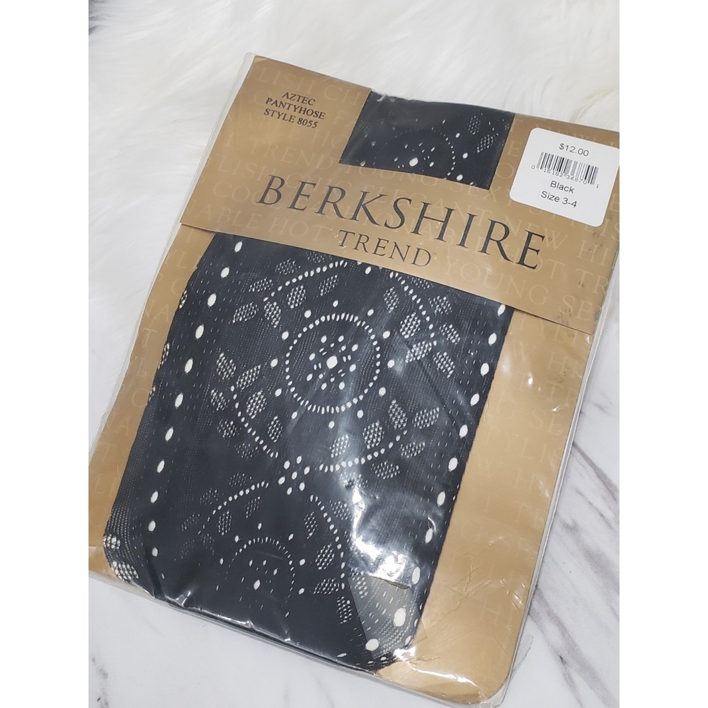 VTG 2005 Trend Berkshire AZTEC BOHO CUTOUT black pantyhose size 3/4 whimsical